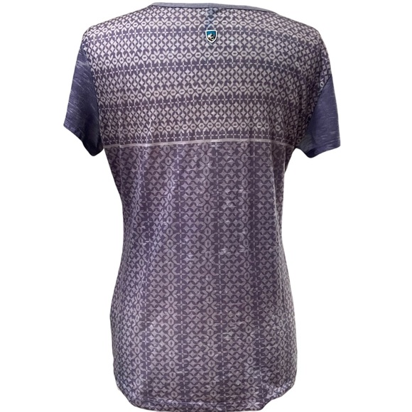 Kuhl KÜHL Burnout Sheer T-Shirt Short Sleeve Shirt Henley Top Purple Women Large - Picture 2 of 8